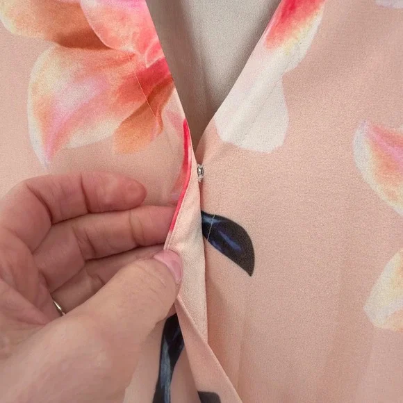 Yumi Kim Wrap Maxi Dress Women S Pink Floral Short Sleeve Wedding Guest Romantic - Picture 8 of 12